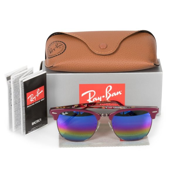 Ray-Ban Clubmaster Mineral Flash Lens Sunglasses RB3016-F 1222C2 55 main image 5